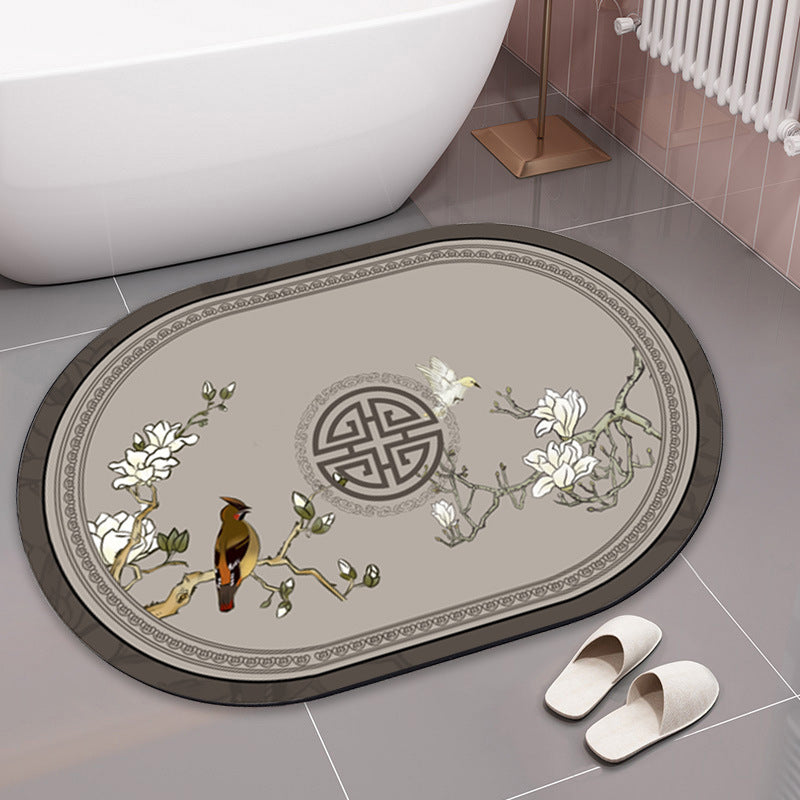 Elegant Floral Print Bath Mat Kalsten