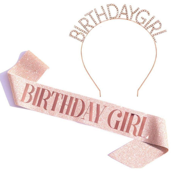 Ladies Glittering Birthday Crown with Festive Sash Kalsten