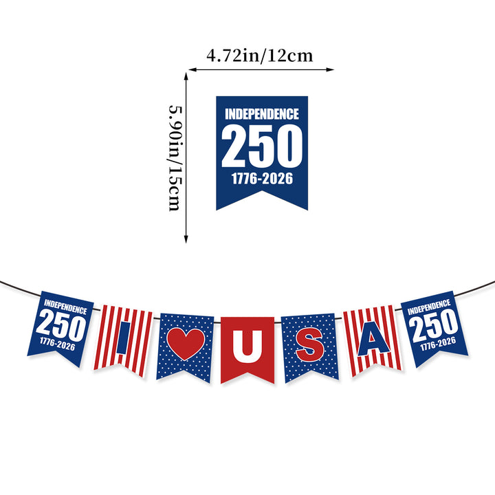 Unisex nan bunting with star motifs and stripes, weatherproof polyester party decoration Kalsten