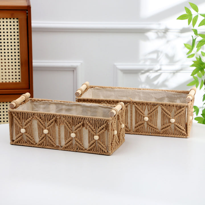 Decorative Macrame Storage Basket Kalsten