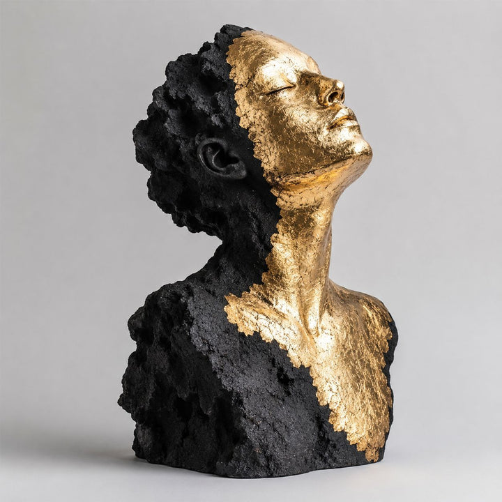 Artistic Gold and Black Decorative Bust Sculpture