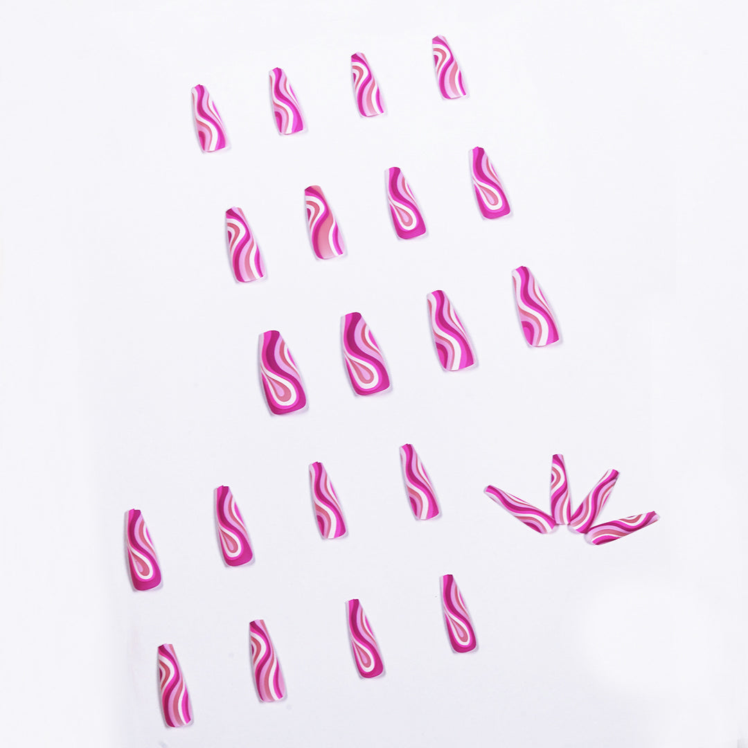 Artistic acrylic nails in ombre design with modern wave patterns Kalsten