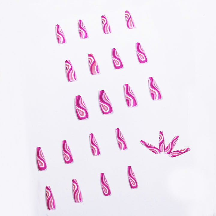 Artistic acrylic nails in ombre design with modern wave patterns Kalsten