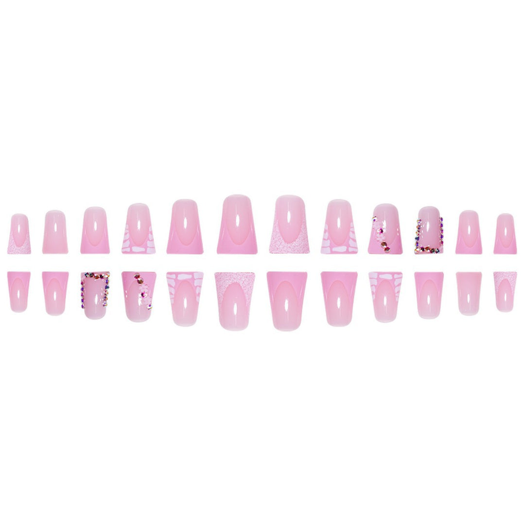 Glamorous Acrylic Press-On Nail Extensions with Decorative Rhinestones Kalsten