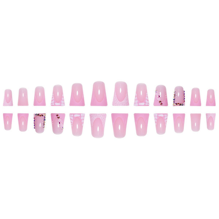 Glamorous Acrylic Press-On Nail Extensions with Decorative Rhinestones Kalsten