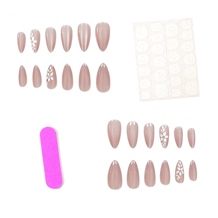 Elegant Floral Press-On Nail Enhancements Kalsten