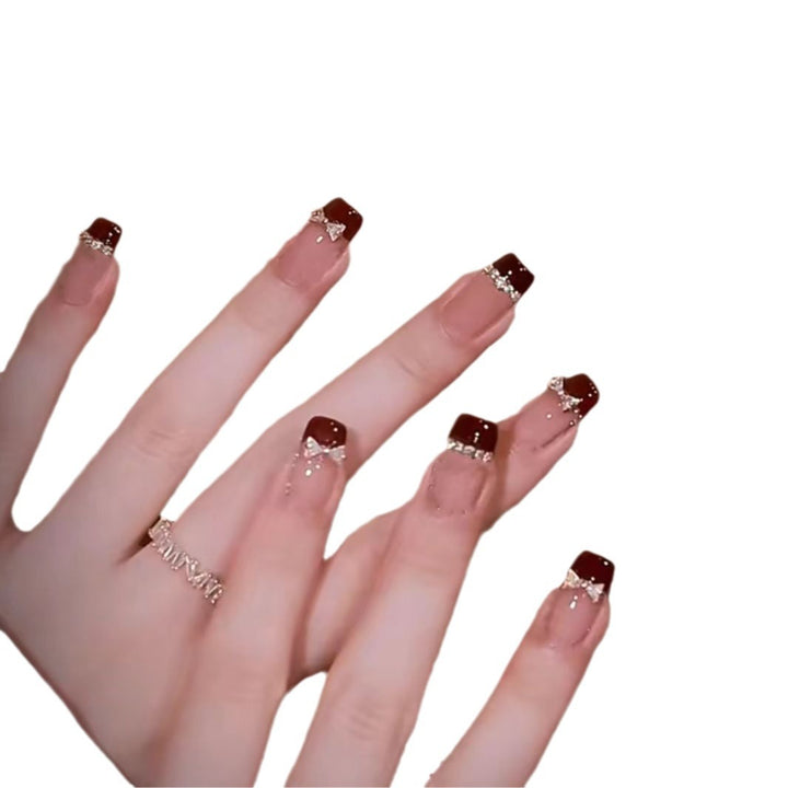 Elegant Bow-Accented Press-On Nail Set Kalsten