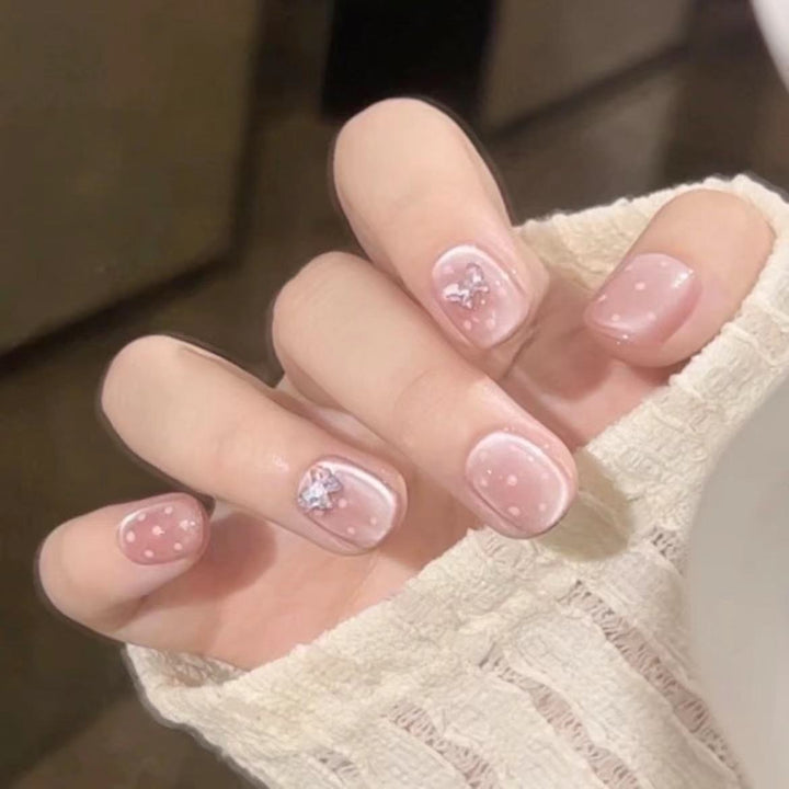 Artistic Floral Press-On Nail Set with Glitter Accents Kalsten