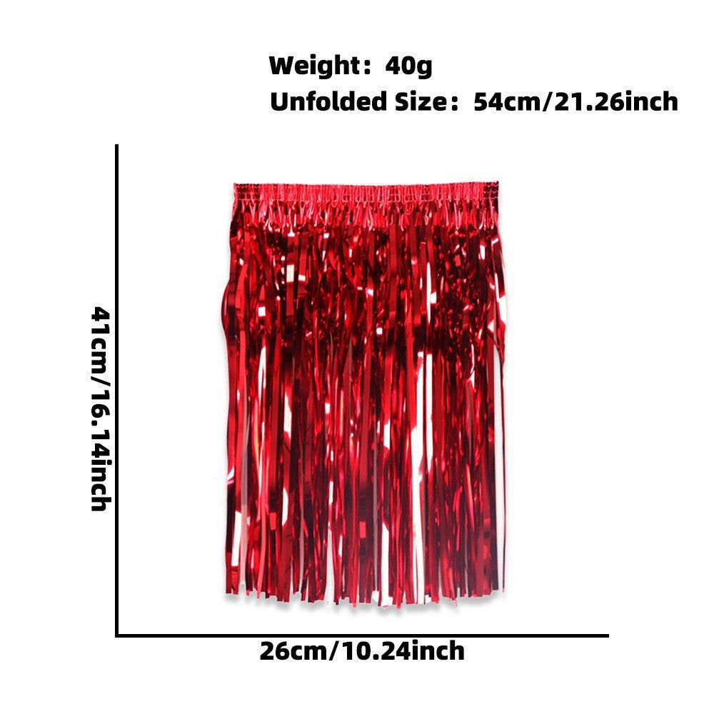 Women's nan metallic foil fringe hula skirt with elastic waistband party costume Kalsten