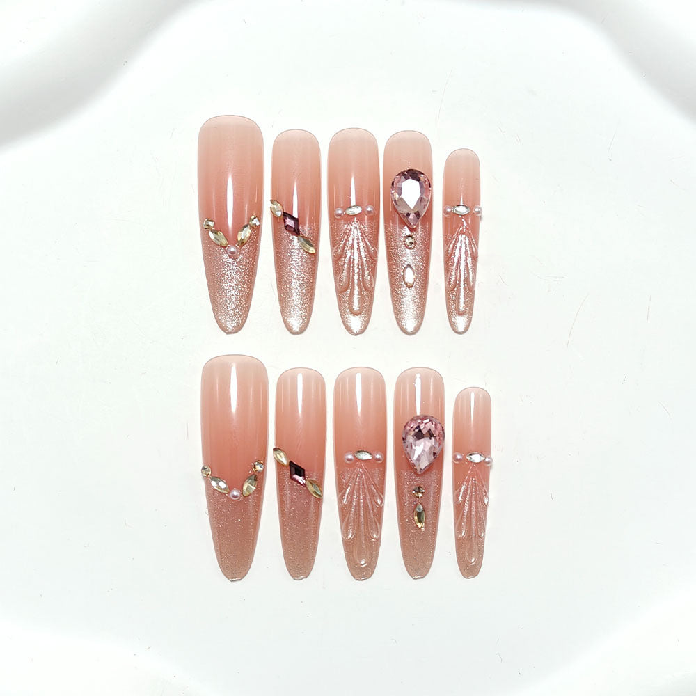 Acrylic nails with glamorous crystal design Kalsten