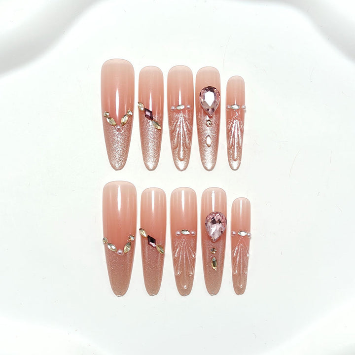 Acrylic nails with glamorous crystal design Kalsten