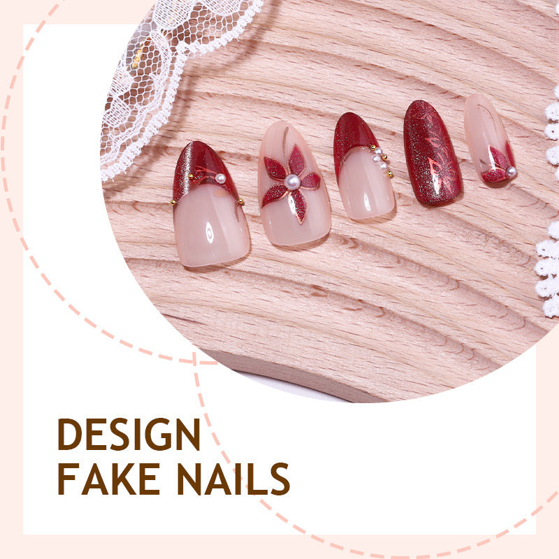 Glamorous artificial nail set with elegant floral and glitter details Kalsten