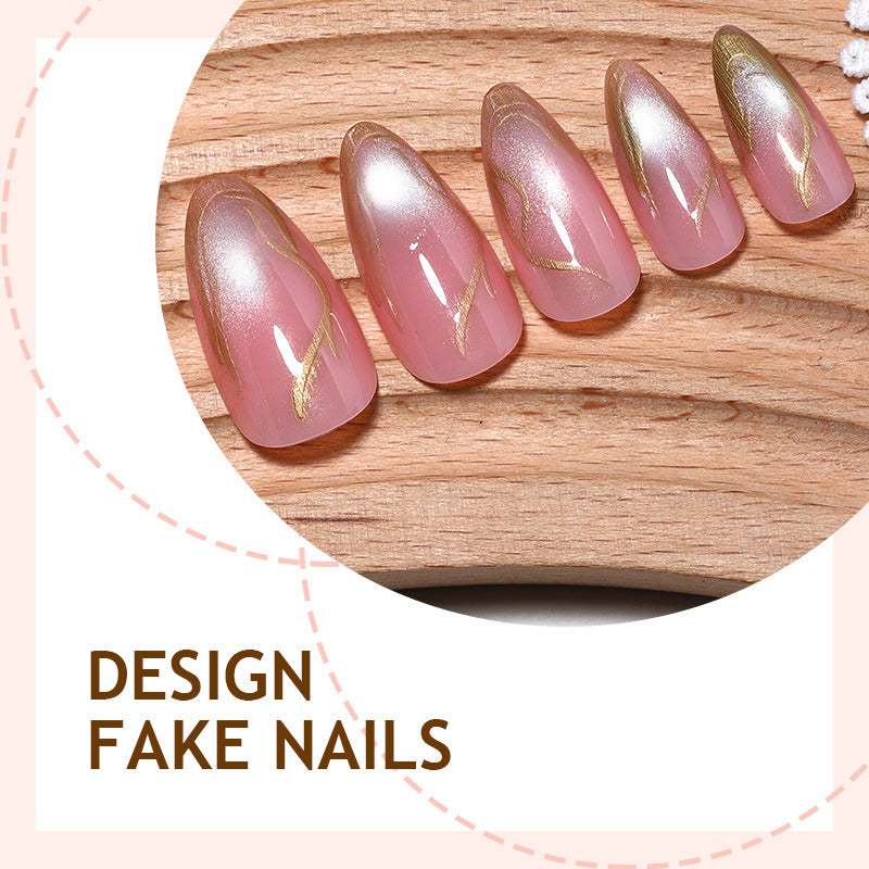 Acrylic nail set with glamorous gradient and golden accents Kalsten