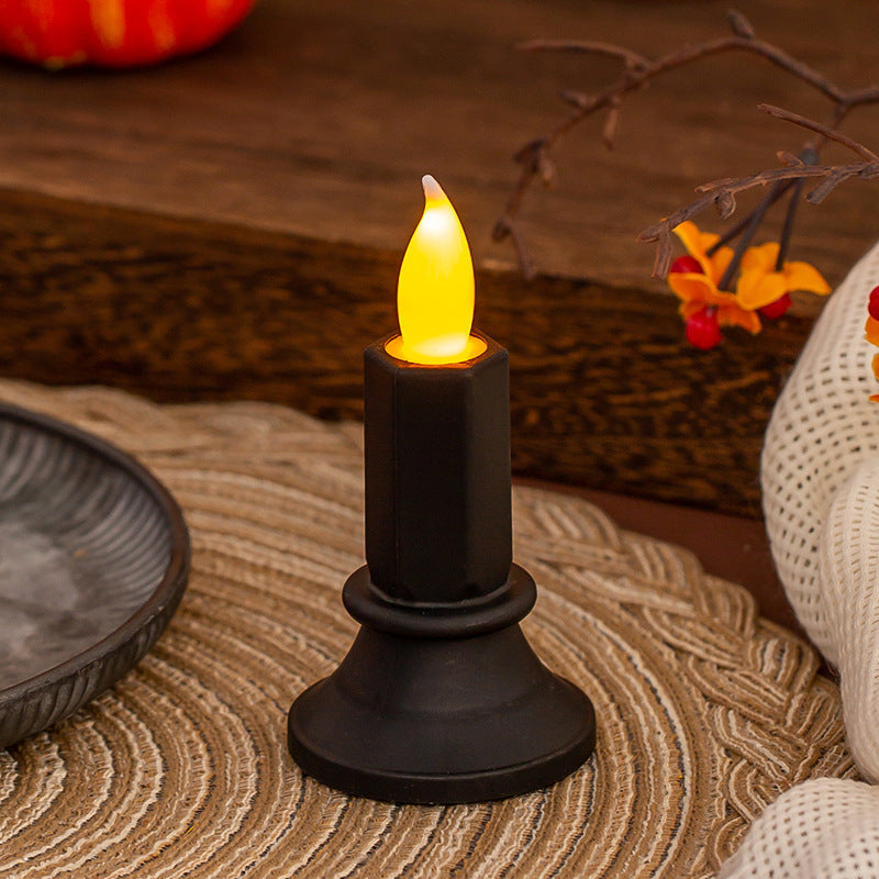 Flickering LED pillar candle in real wax look with removable holder