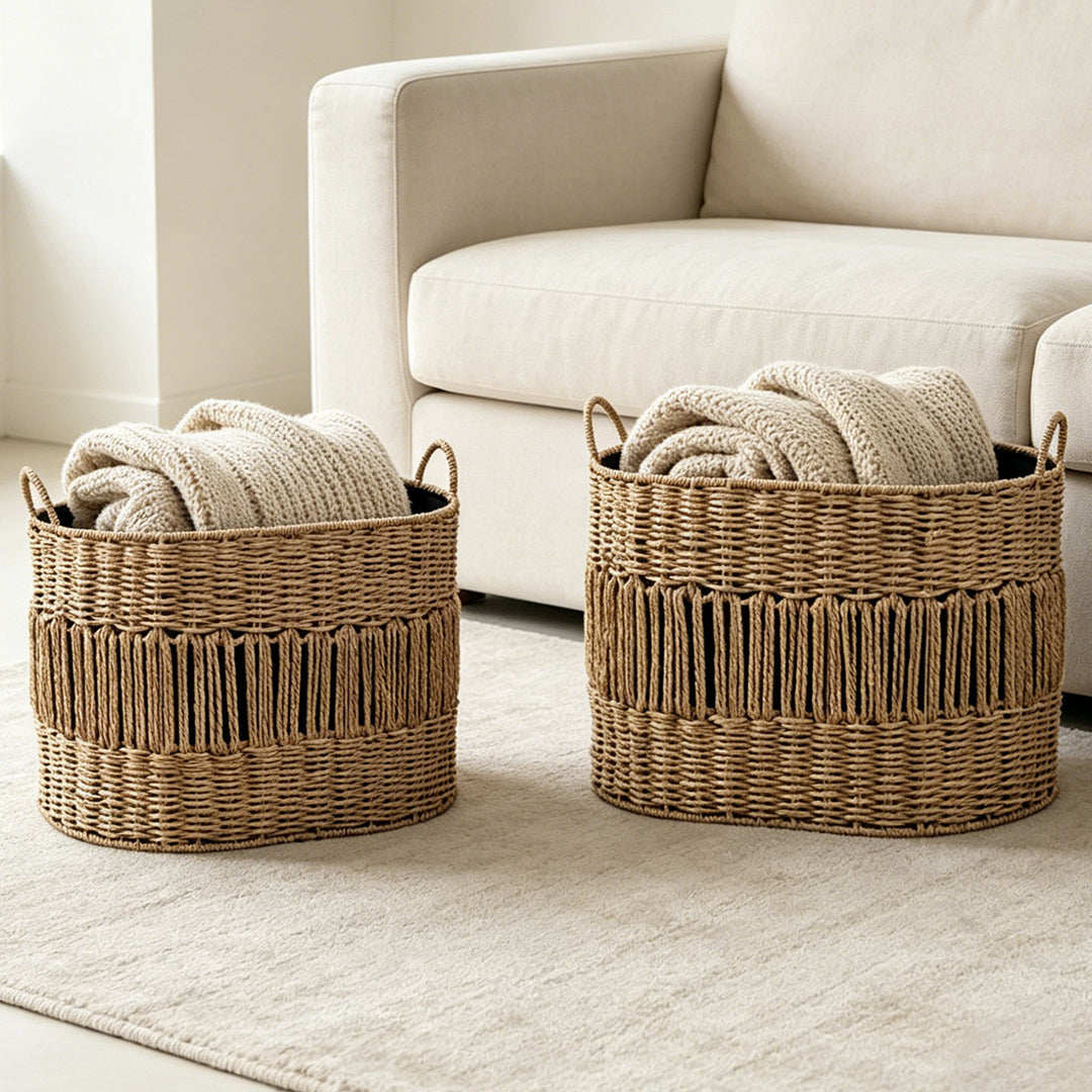 Storage basket with elegant fringe design Kalsten