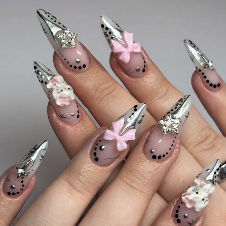 Artful Nail Extensions with Glamorous Decor Kalsten