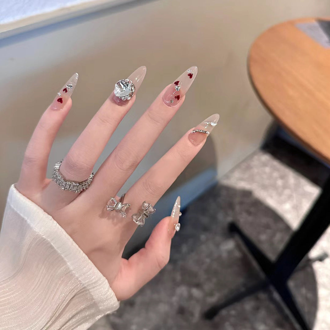 Elegant Long Press-On Nails Set with Artistic Tips Kalsten