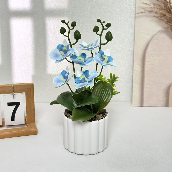 Lifelike Artificial Orchid Plant Arrangement for Home Display