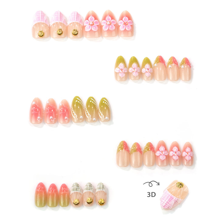 Decorative Floral-Embellished Press-On Nails