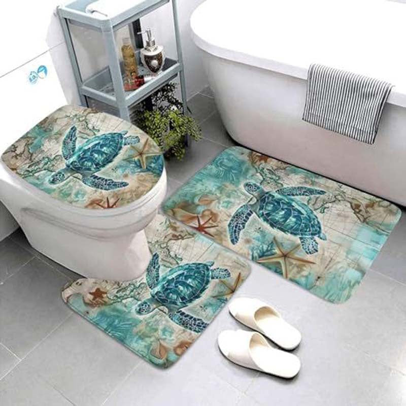 Geometric Pattern Bathroom Mat Set