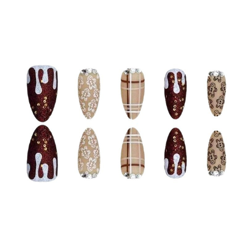 Festive Gingerbread Themed Press-On Nails Kalsten