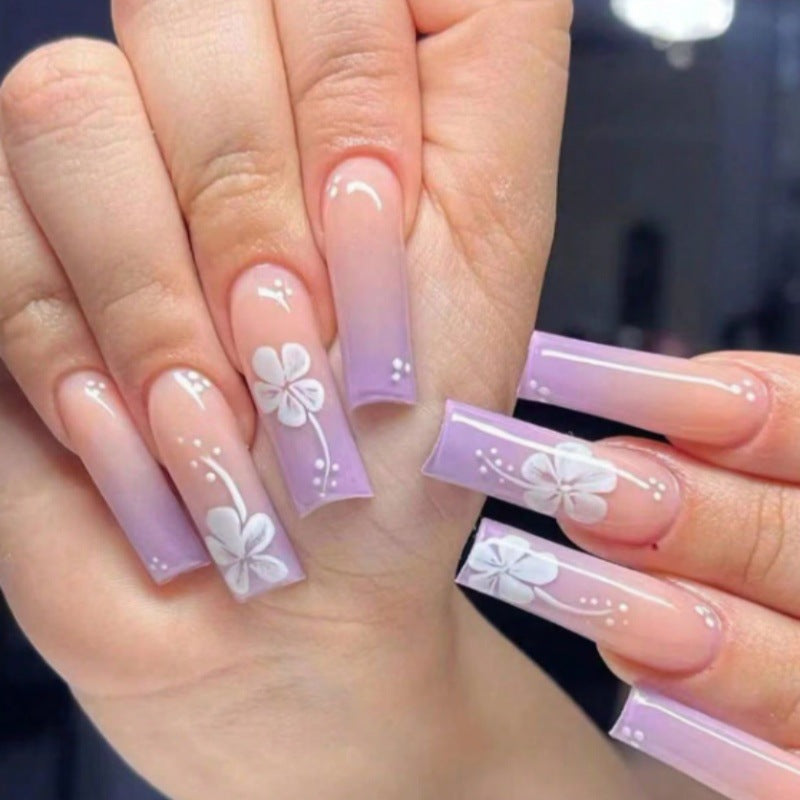 Artistic Floral Ombre Nail Tips Kalsten