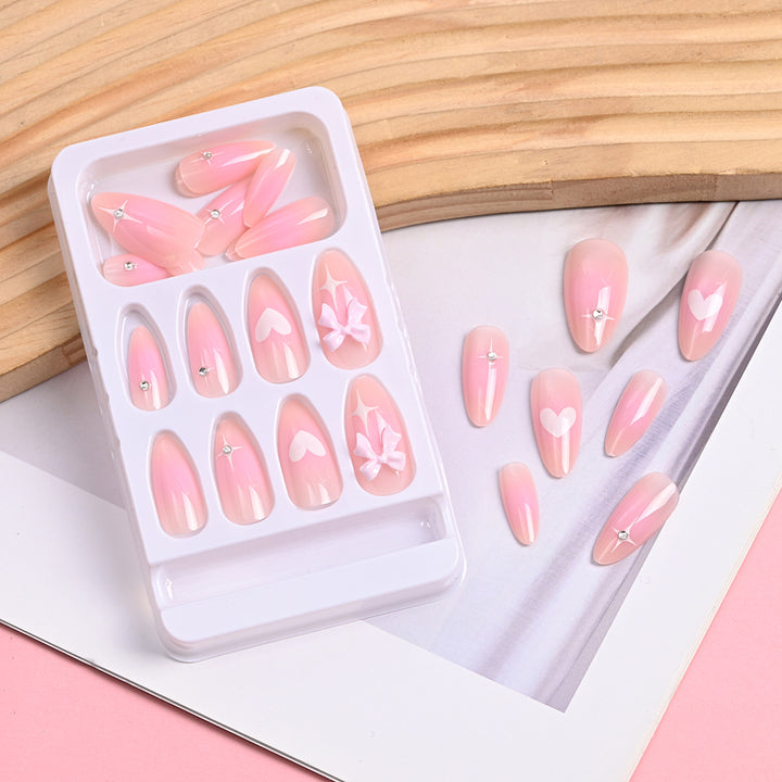 Artistic Heart and Bow Detail Press-On Nails Kalsten