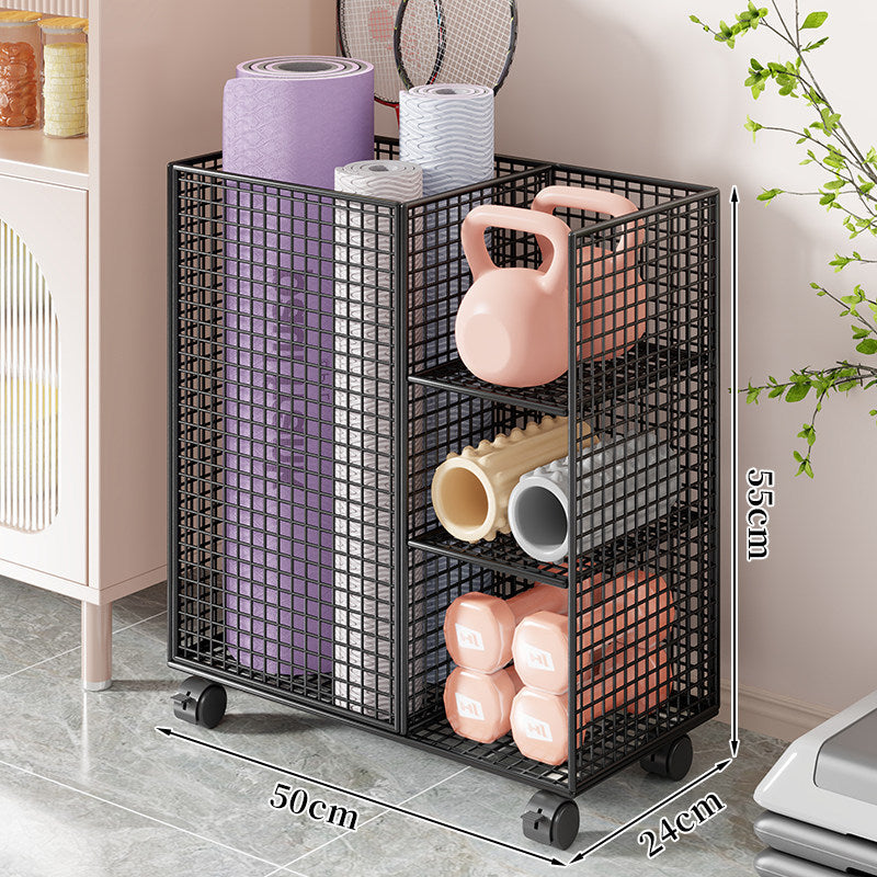 Vertical Rolling Mesh Fitness Equipment Organizer Cart