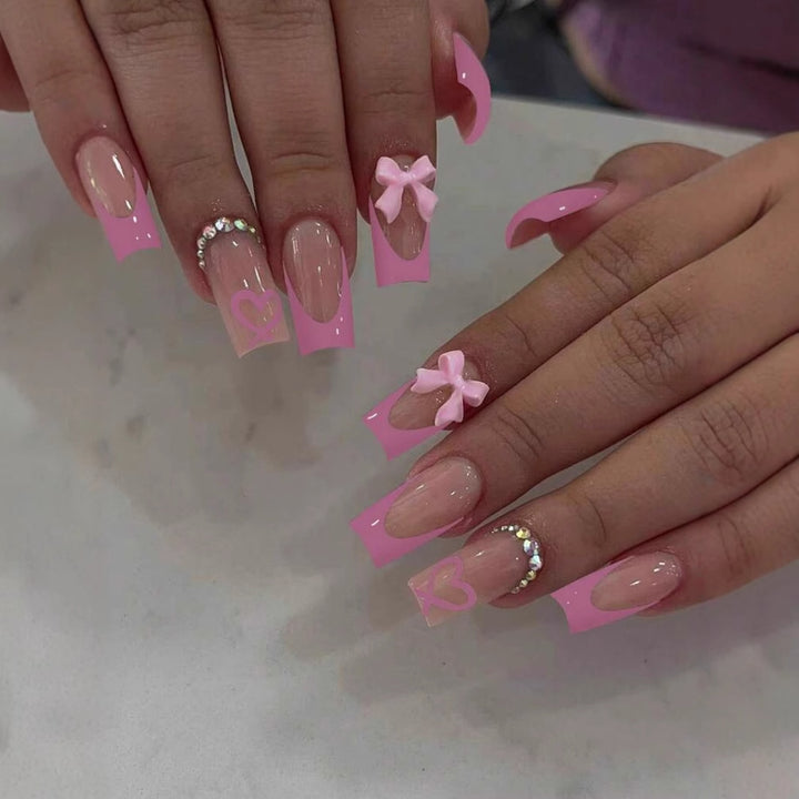 Artificial nail set with romantic bows and heart patterns Kalsten