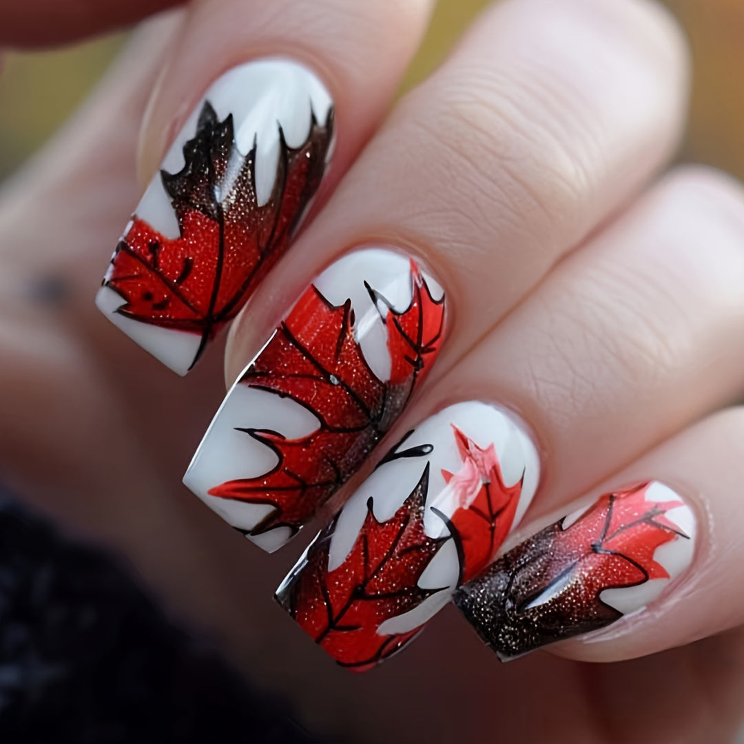 Artistic Autumn Leaf Nail Art Kalsten