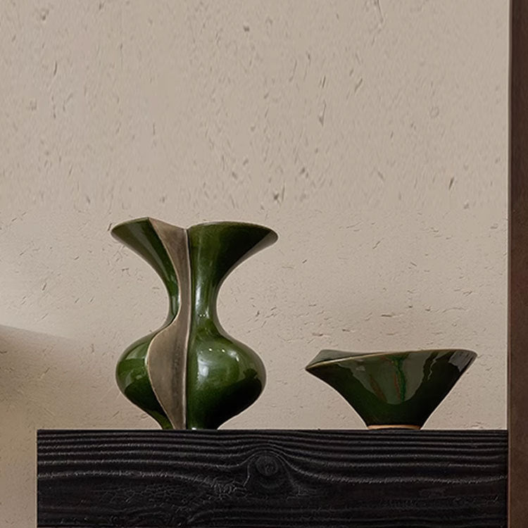 Modern Decorative Metal and Ceramic Vase