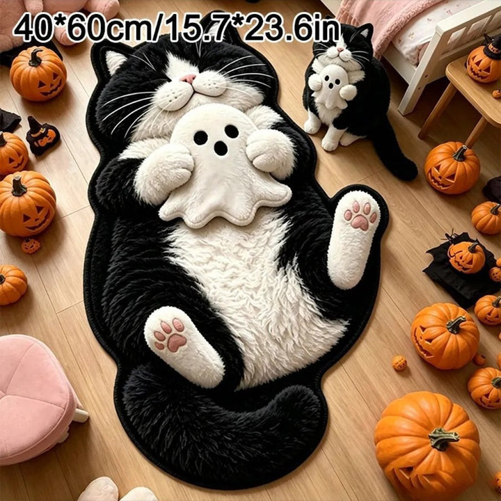 Cat-Shaped Plush Bath Mat