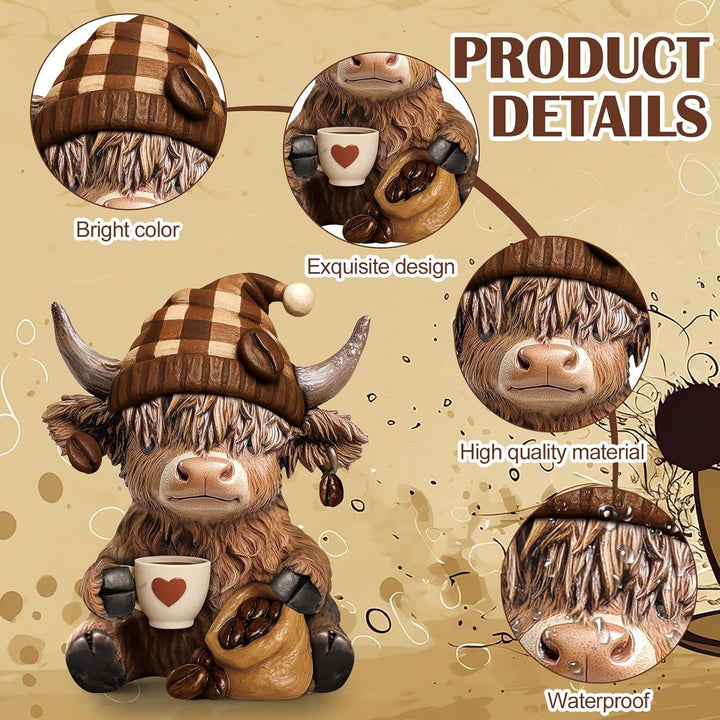 Decorative figure of a Highland cow with accessories Kalsten