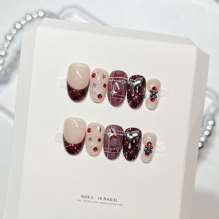 Artistic Press-On Nail Set with Charming Designs Kalsten