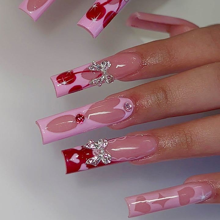 Creative nail art set with glitter and heart designs Kalsten
