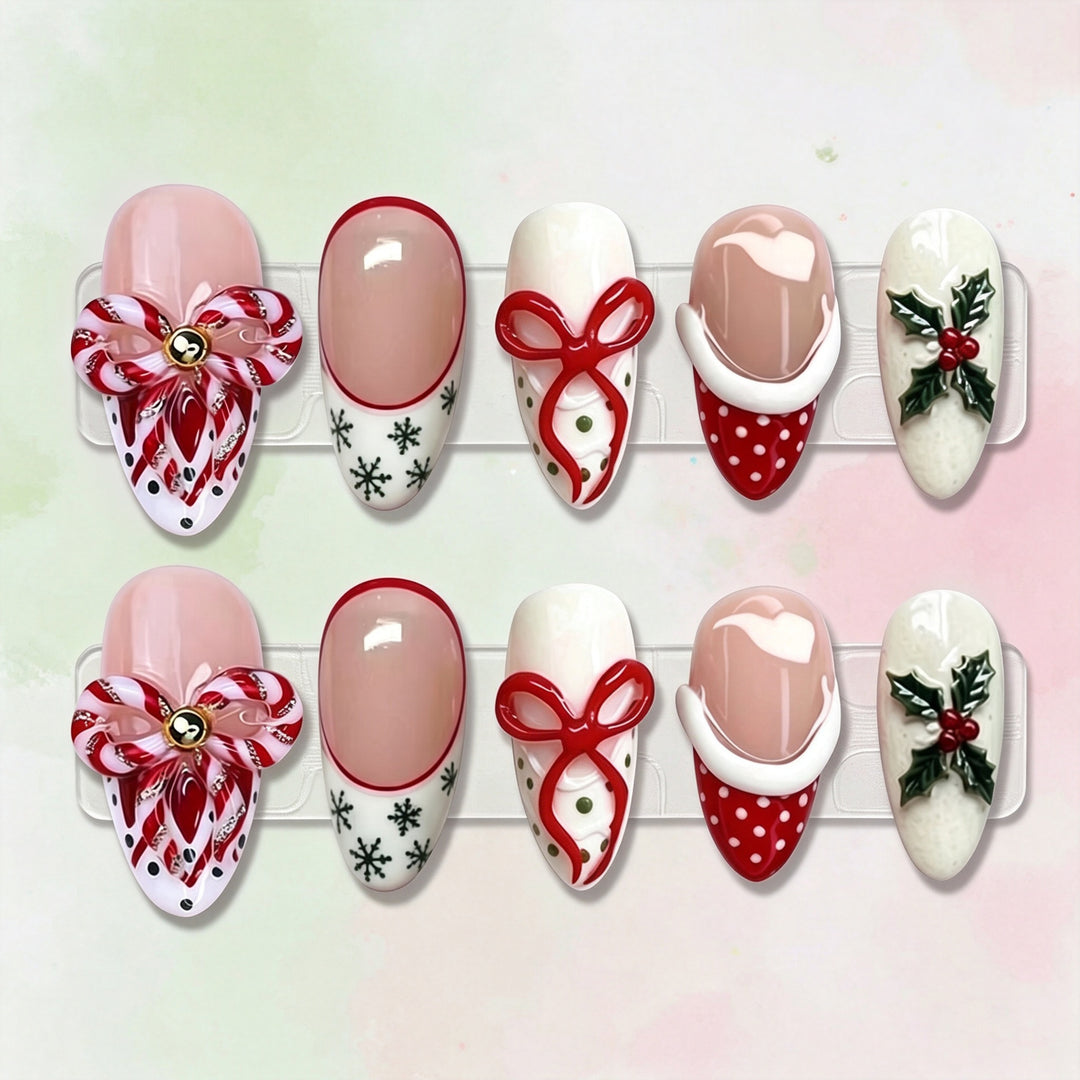 Decorative Holiday-Themed Press-On Nail Art Set
