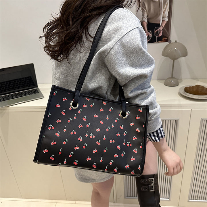 Playful Cherry Print Tote Bag Kalsten