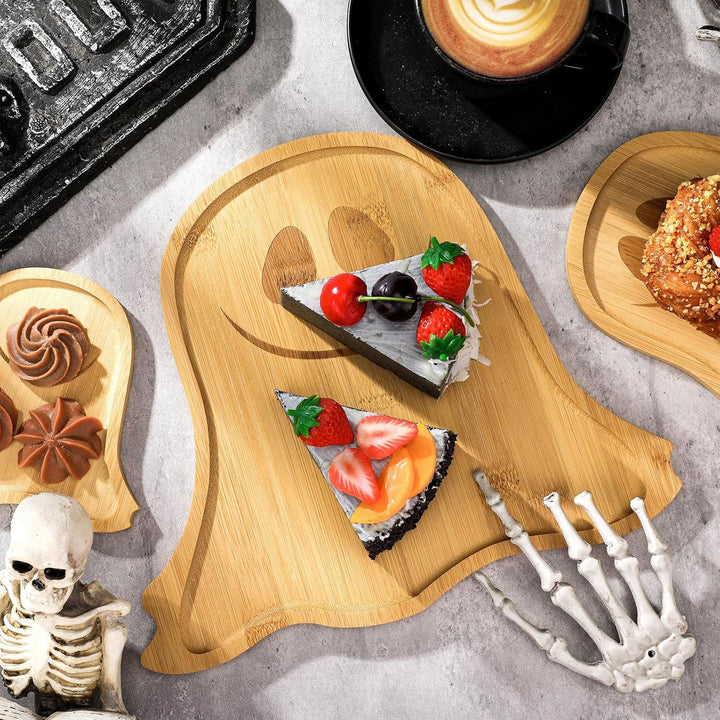 Bamboo serving platter bat shape with multiple compartments for snacks and parties