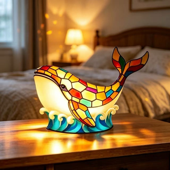 Stained Glass Dolphin Night Light Lamp Kalsten