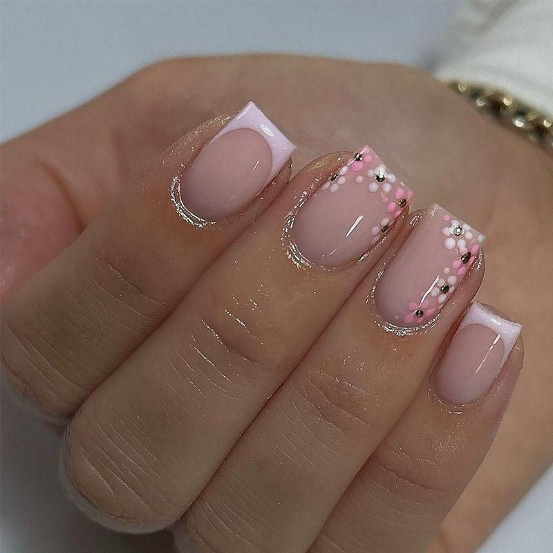Floral French Tip Acrylic Nail Enhancements Kalsten