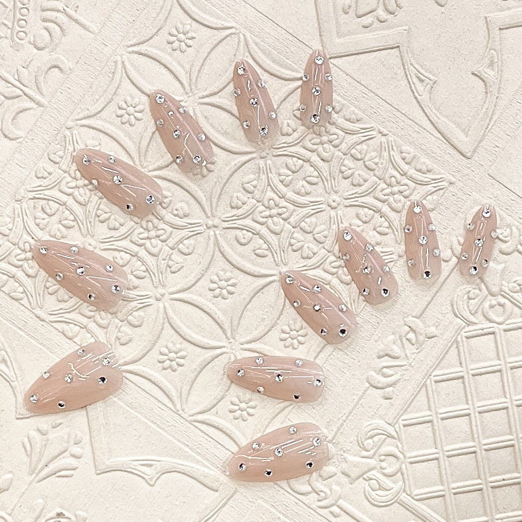 Decorative Stiletto Press-On Nails with Rhinestone Accents Kalsten