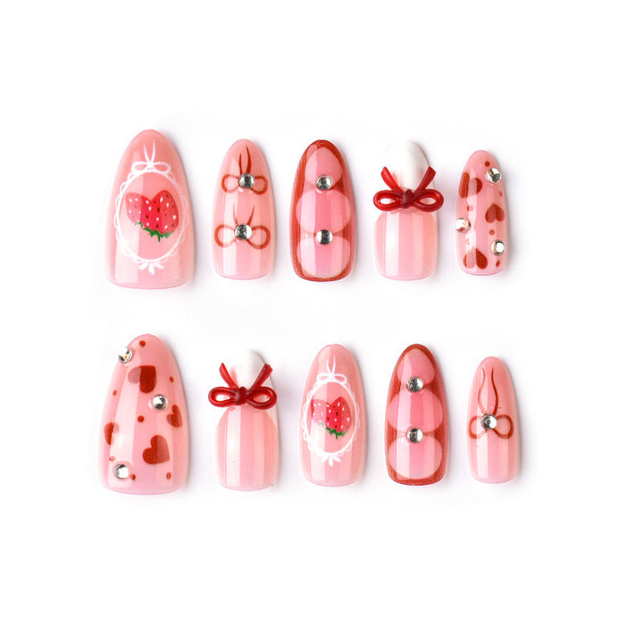 Decorative Strawberry-Themed Press-On Nail Tips Kalsten