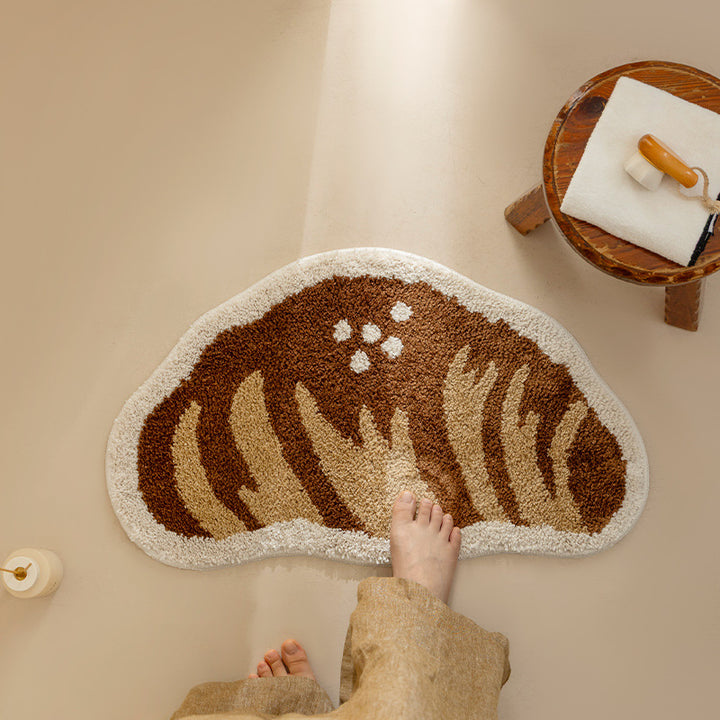 Bathroom mat set Kalsten with hand-tufted cookie and bread design, soft microfiber pile and non-slip rubber backing