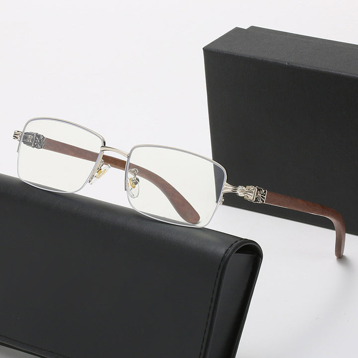 Ladies fashionable glasses with rectangular frame and high-quality wood details Kalsten