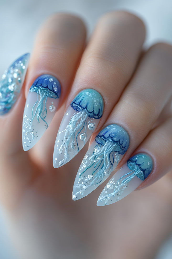 Artistic Jellyfish Design Nail Art Kalsten