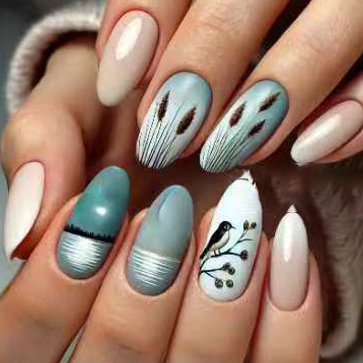 Artistic Nature-Inspired Press-On Nails Kalsten