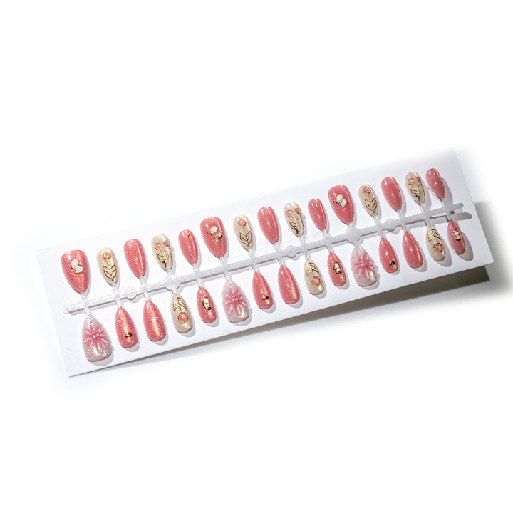 Decorative Floral Gemstone Press-On Nails