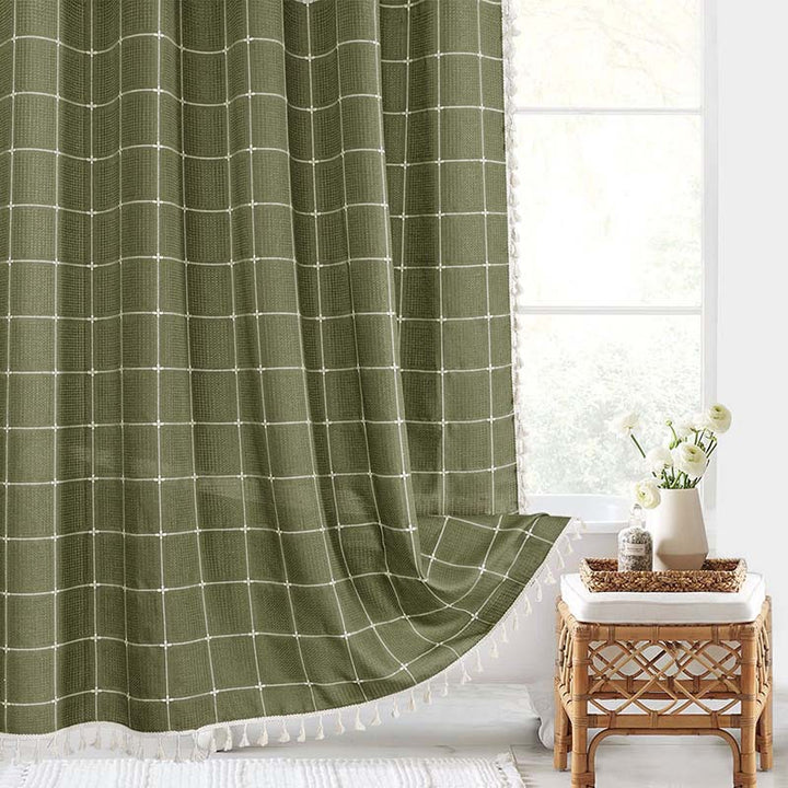 Textured Grid Design Window Curtain Kalsten