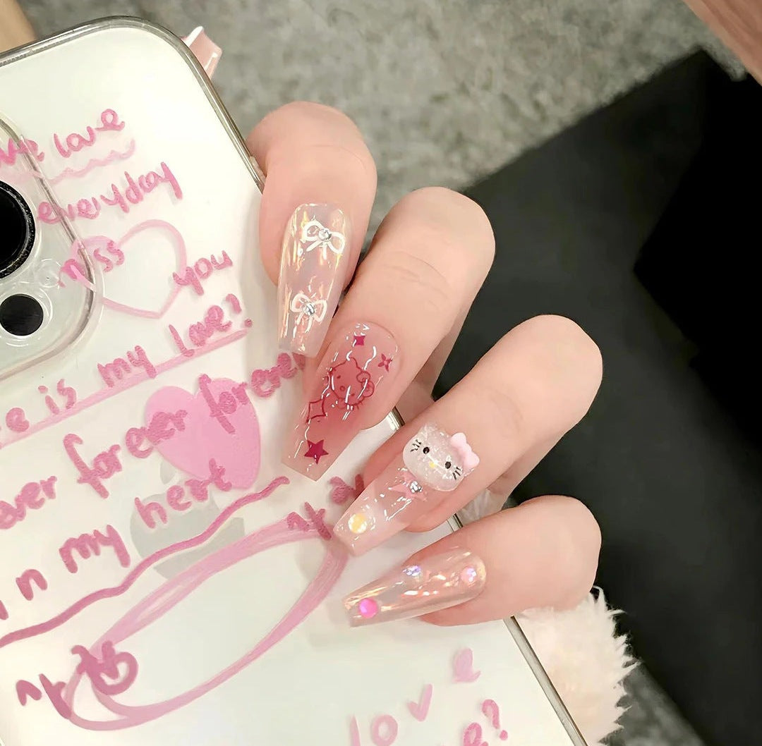 Decorative Character-Themed Press-On Nails with 3D Elements Kalsten