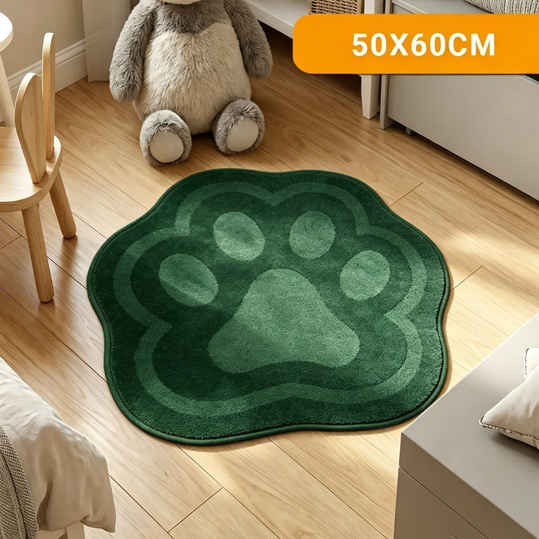 Paw-Shaped Plush Area Rug